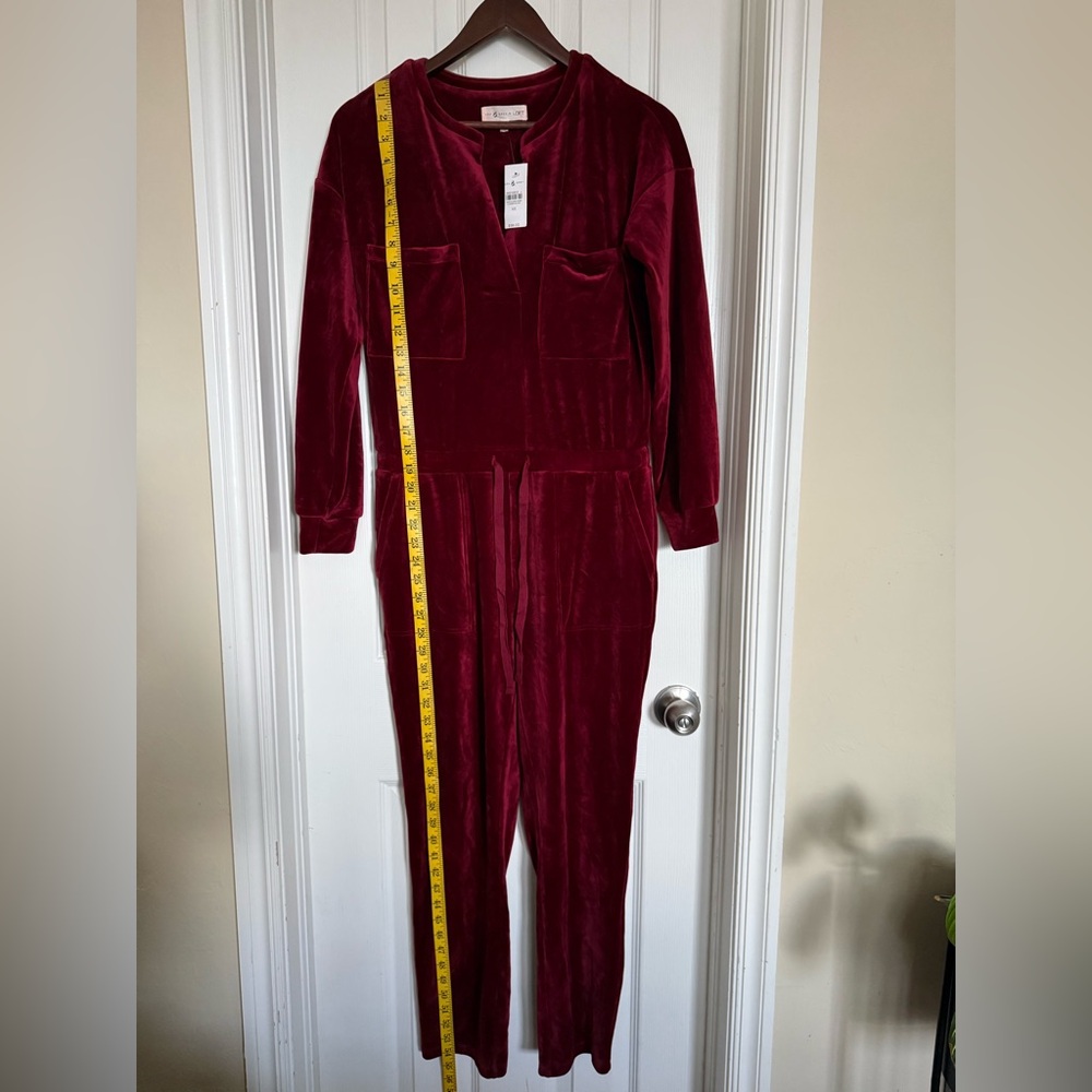 Lou & Grey Women's Velvet Jumpsuit - Deep Wine Red Size XS - Picture 5 of 13